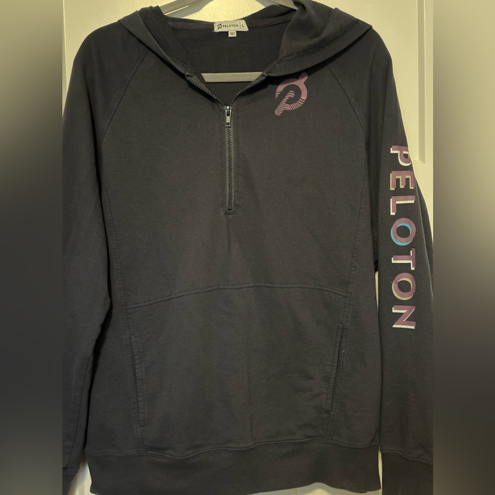 Peloton RECHARGE 1/4 Zip Hoodie Gray Relaxed Fit Sz Large Make your Mark